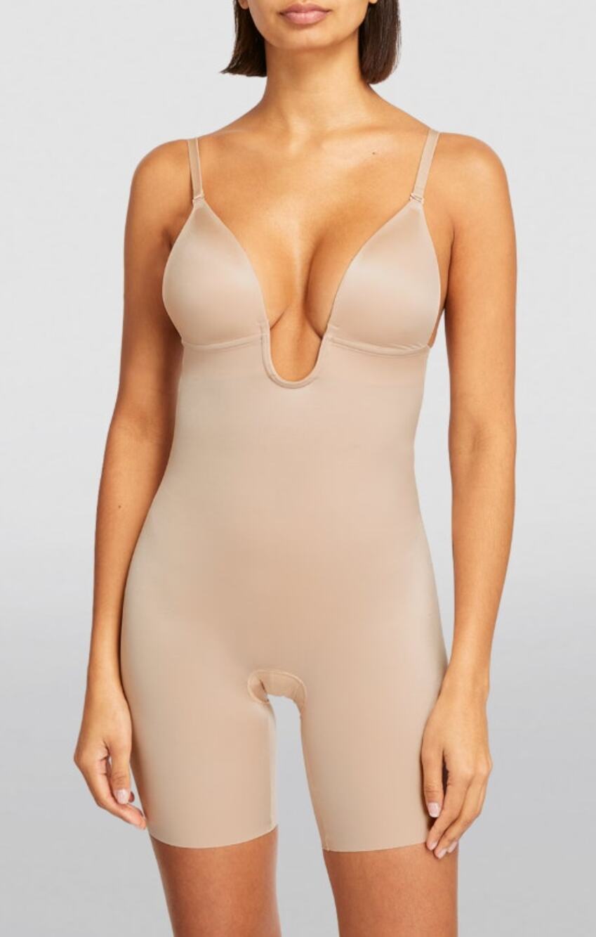 Spanx Suit Your Fancy Plunge Mid Thigh Bodysuit Shapewear Size Small S